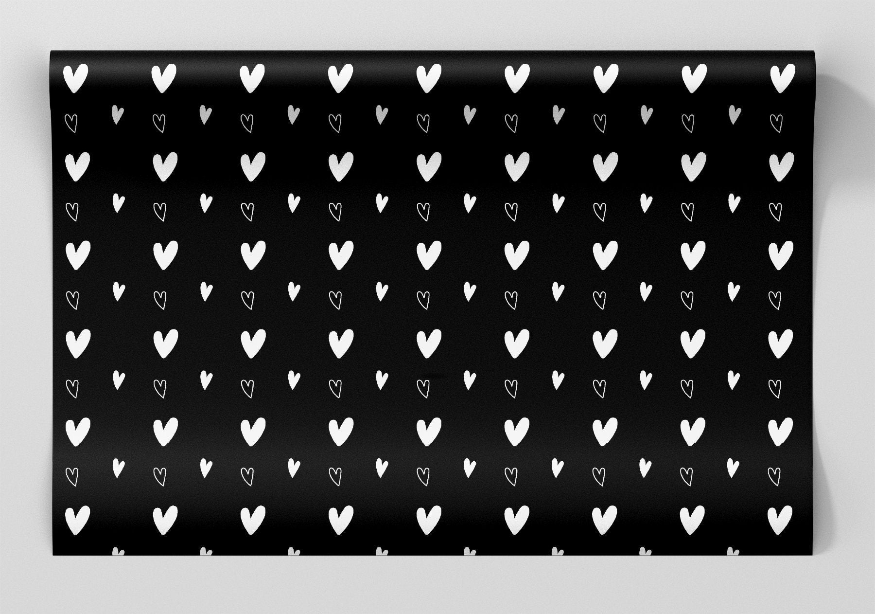 Black and White Hearts Wrapping Paper Alexander&#39;s 