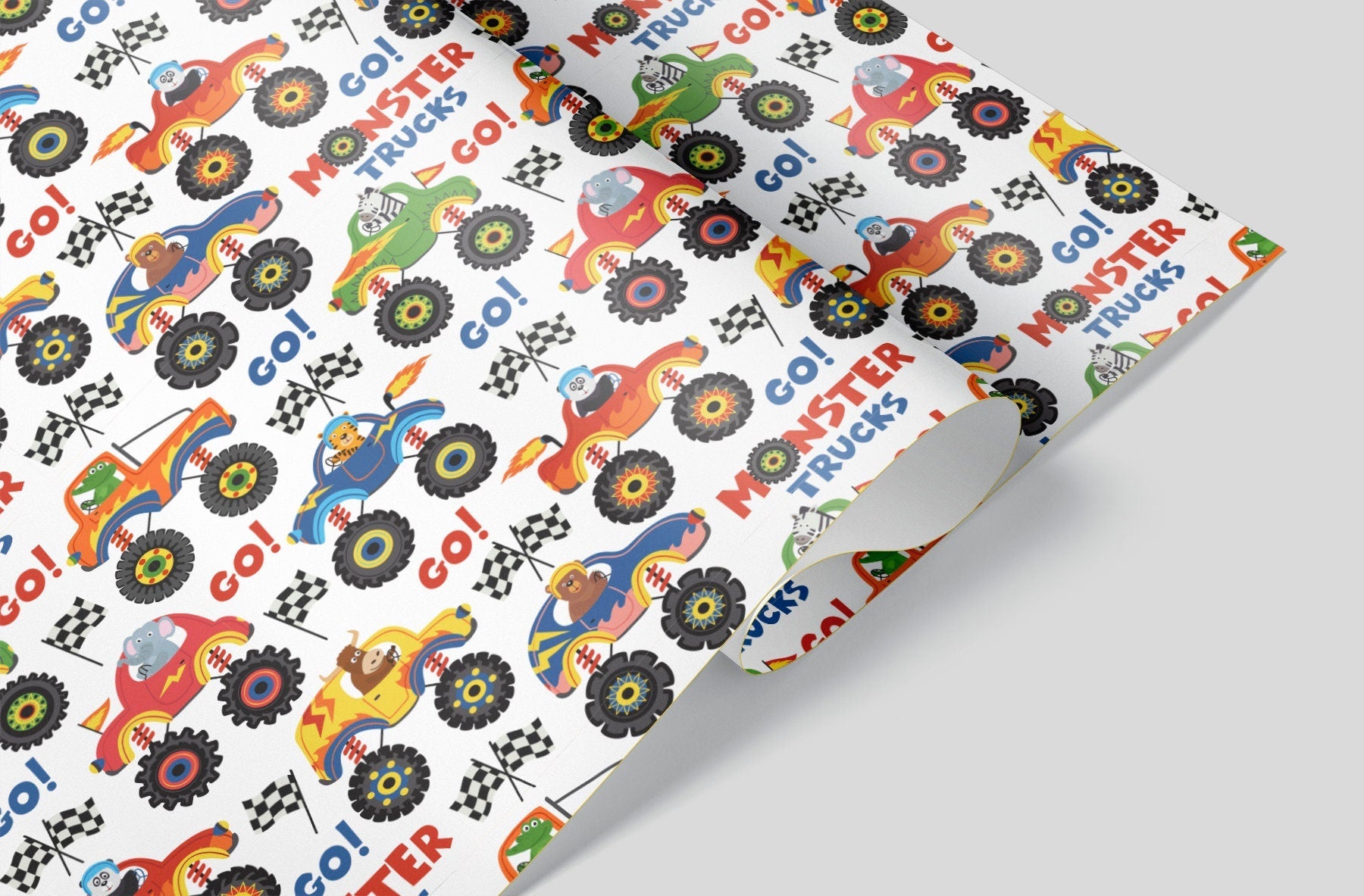 Monster Truck Race Wrapping Paper Alexander&#39;s 