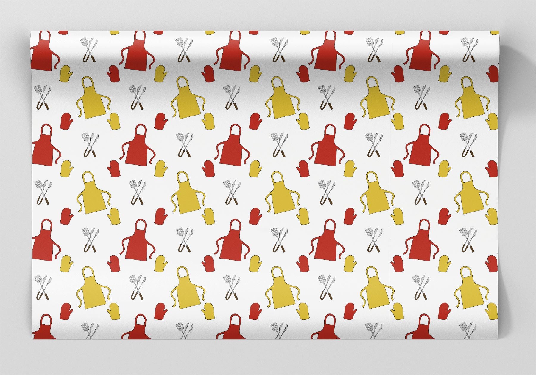 Red &amp; Gold Grilling Apron Wrapping Paper Alexander&#39;s 