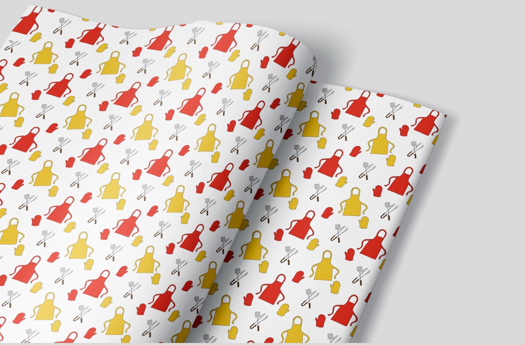 Red &amp; Gold Grilling Apron Wrapping Paper Alexander&#39;s 