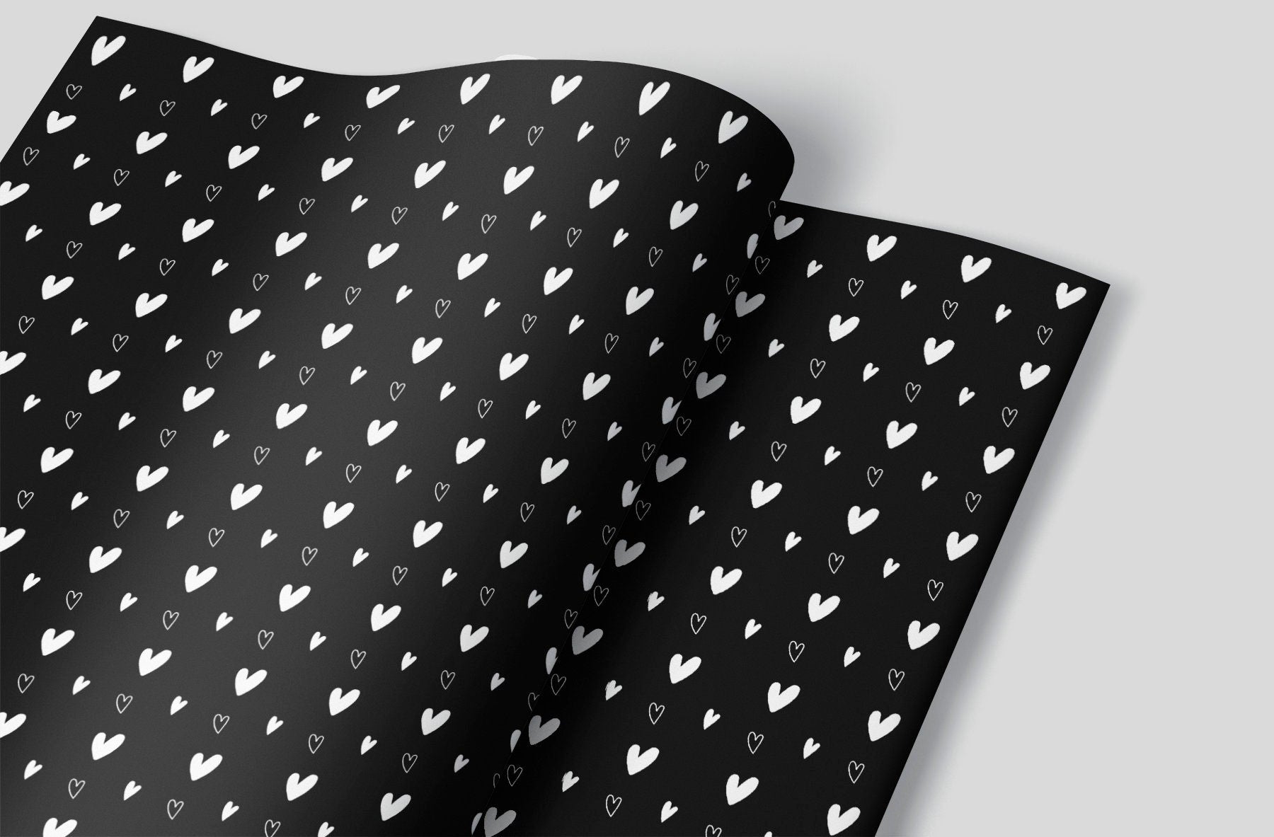 Black and White Hearts Wrapping Paper Alexander&#39;s 