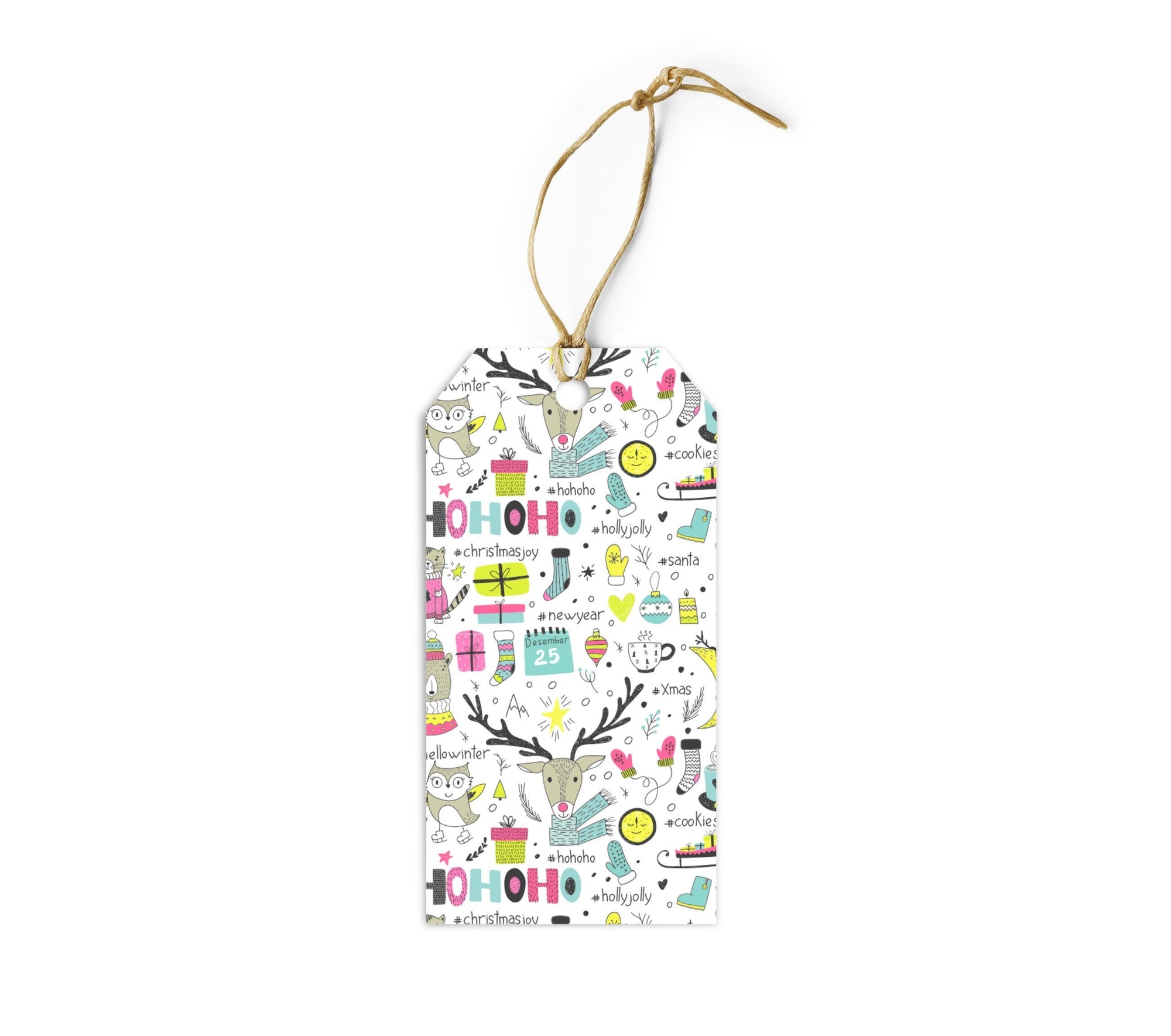 Boho Christmas Animals Gift Tags - Set of 10 Gift Tags &amp; Labels Violagrace-174 