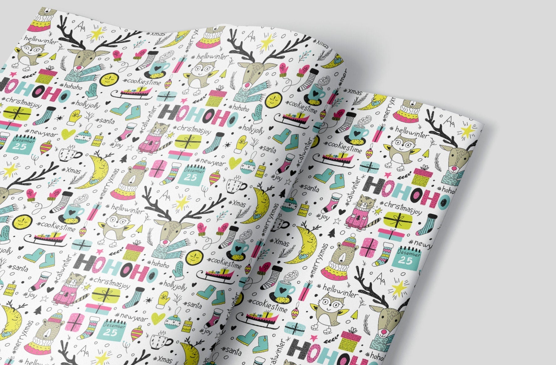 Boho Christmas Animals Wrapping Paper Alexander&#39;s 