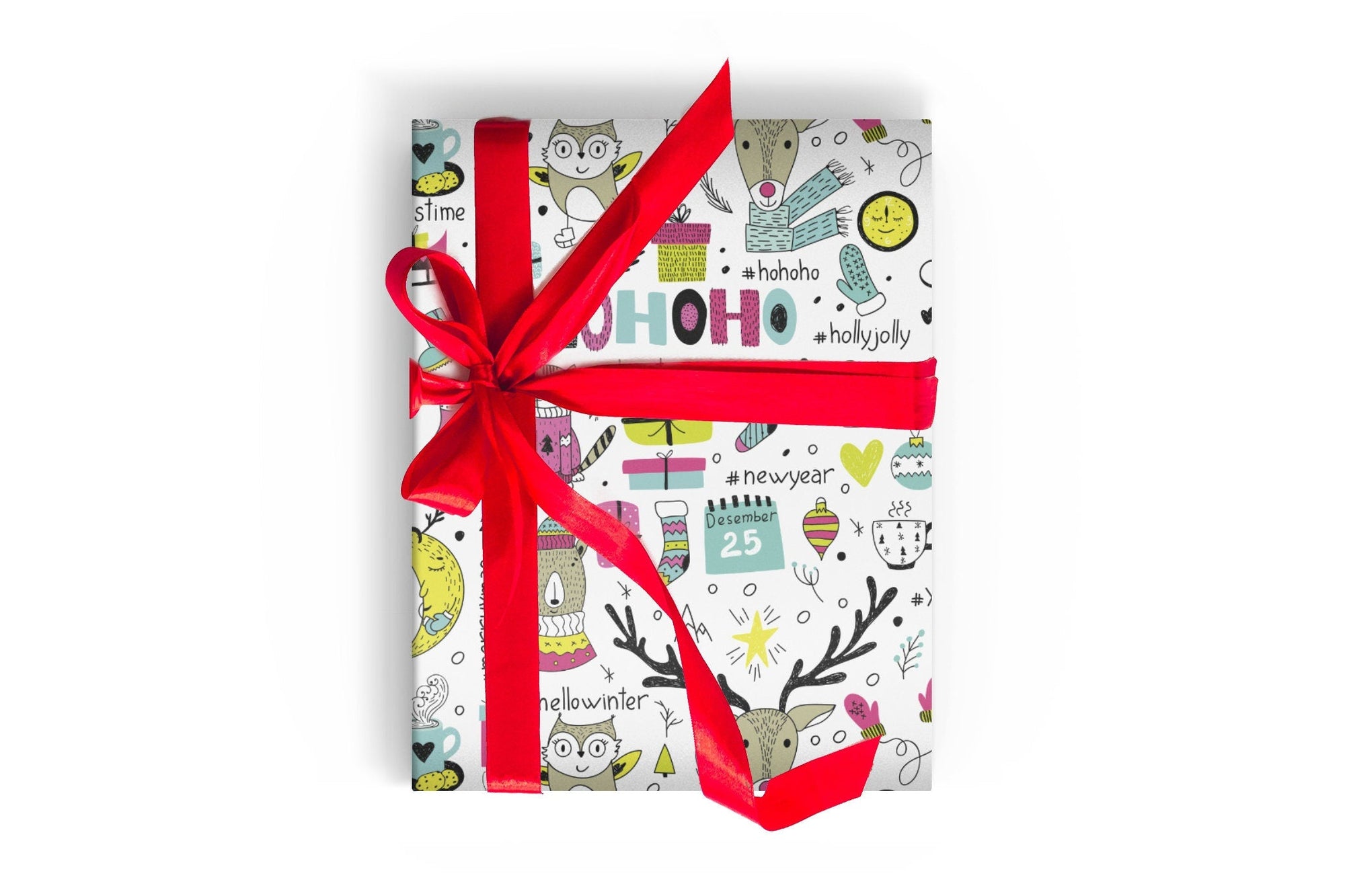 Boho Christmas Animals Wrapping Paper Alexander&#39;s 