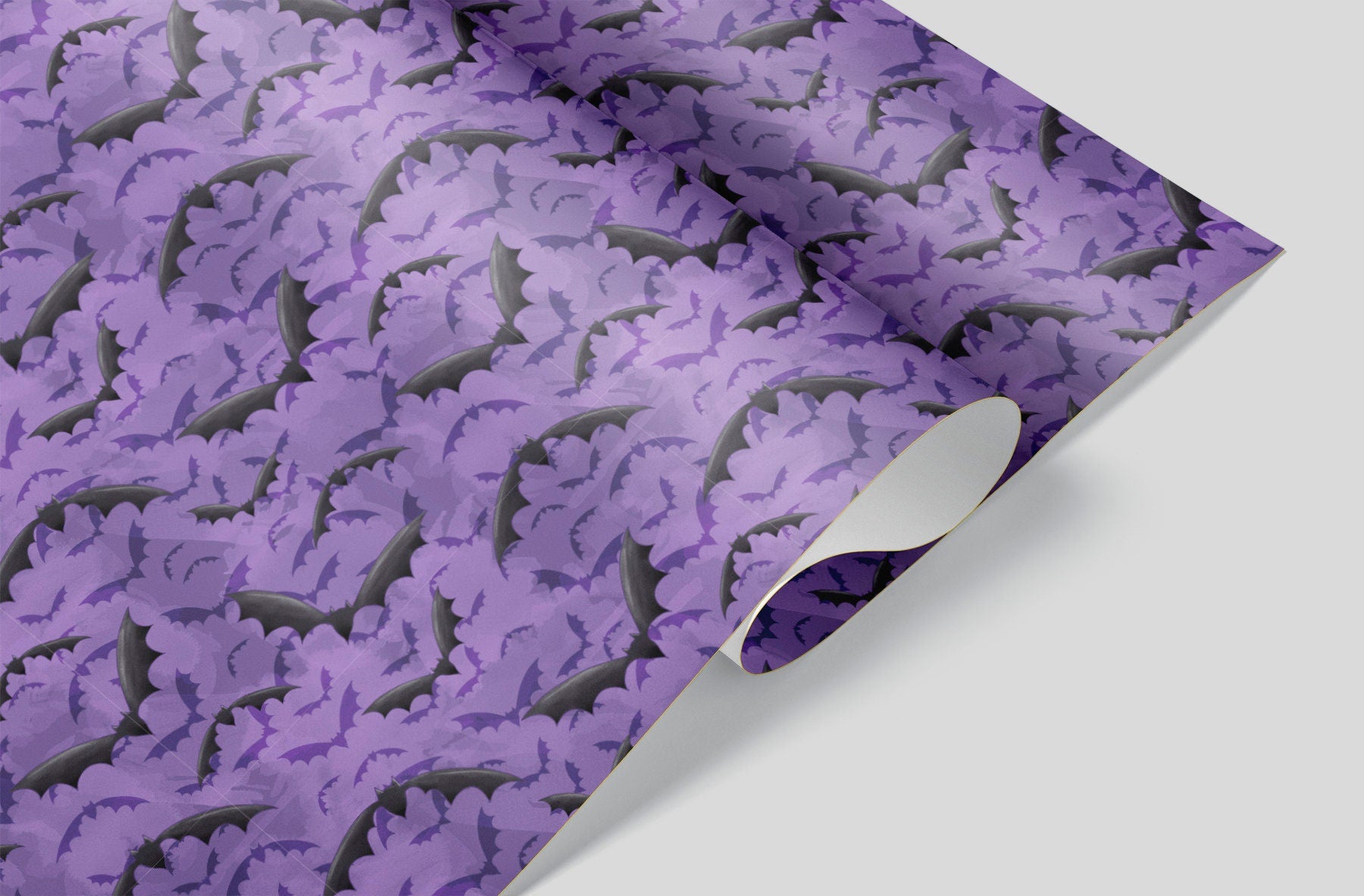 Cauldron of Bats on Purple Wrapping Paper Alexander&#39;s 