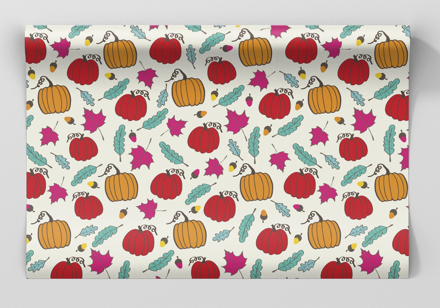 Fall Leaves &amp; Pumpkins Wrapping Paper Alexander&#39;s 