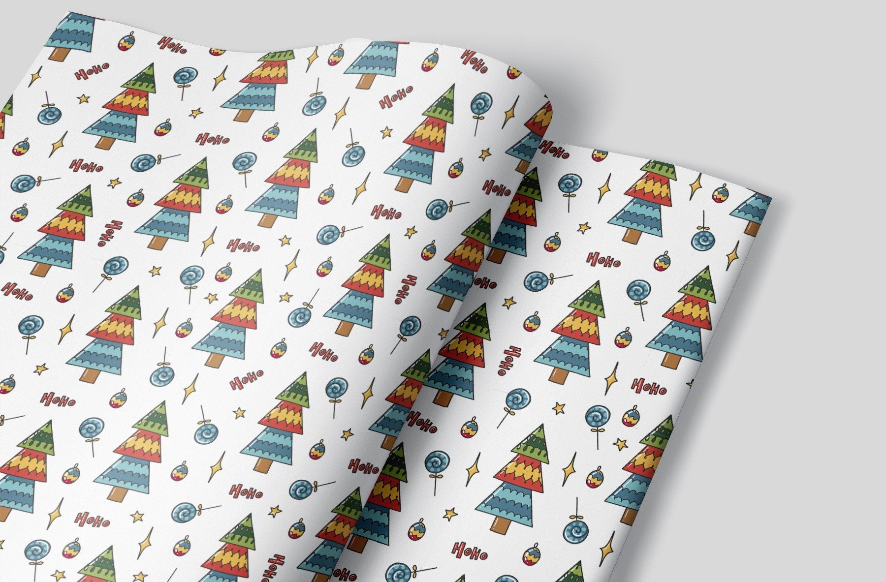 Festive Christmas Trees Wrapping Paper Alexander&#39;s 