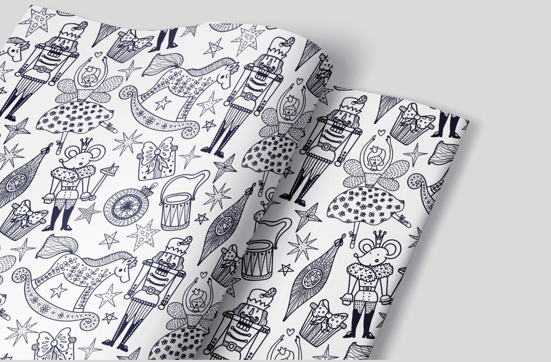 Marching Nutcracker Sketch Wrapping Paper Alexander's 