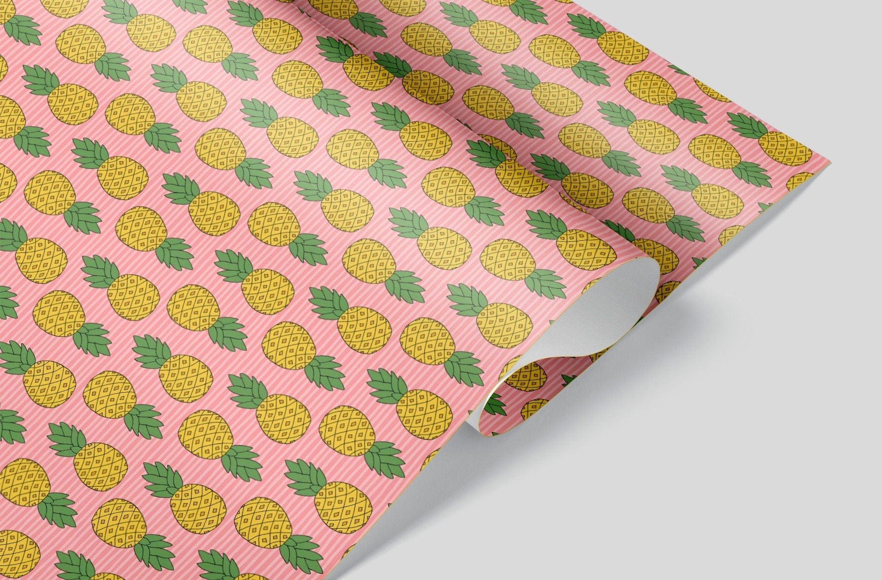Pink Stripe Pineapples Gift Wrapping Alexander&#39;s 