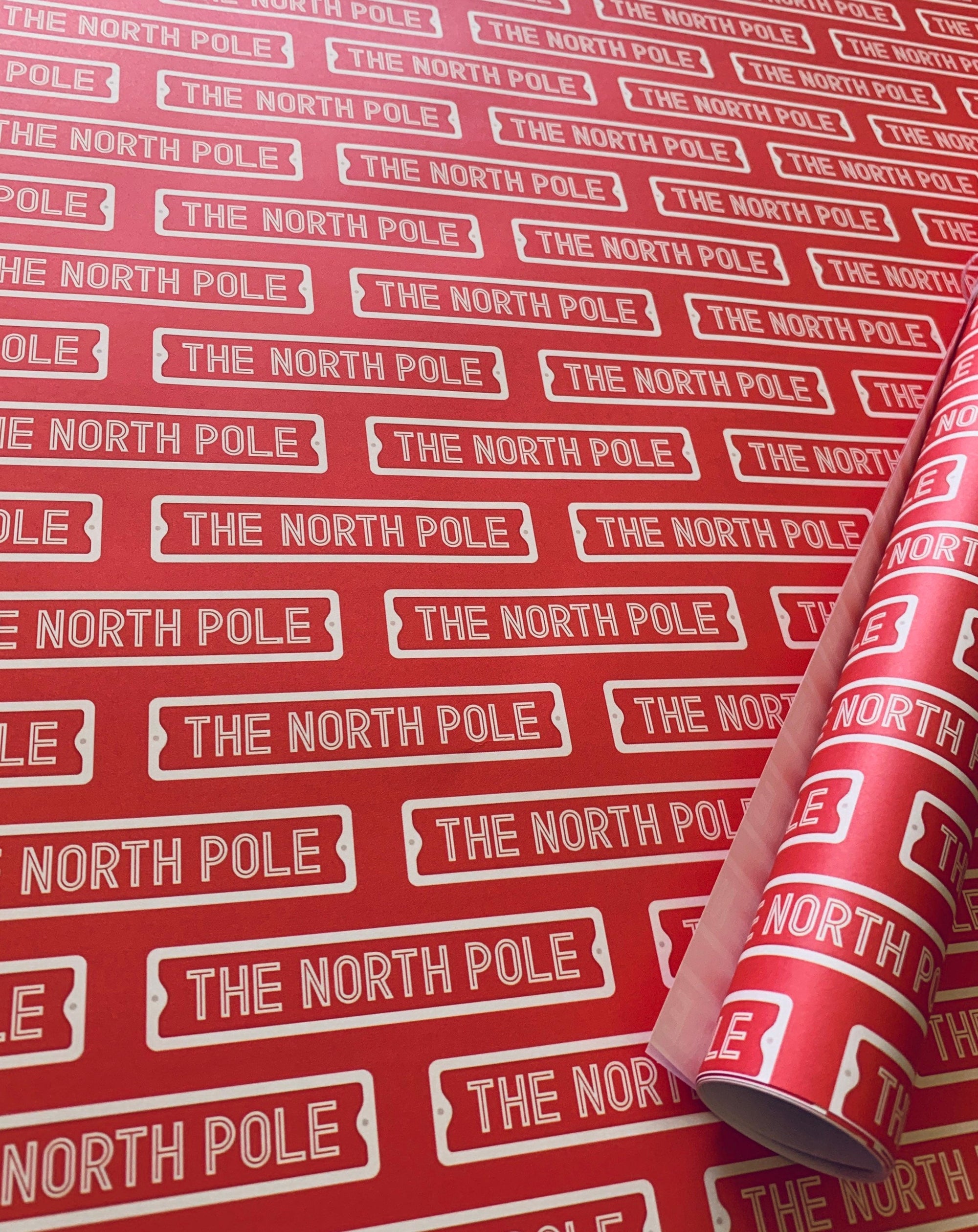 The North Pole Street Sign Wrapping Paper Alexander&#39;s 