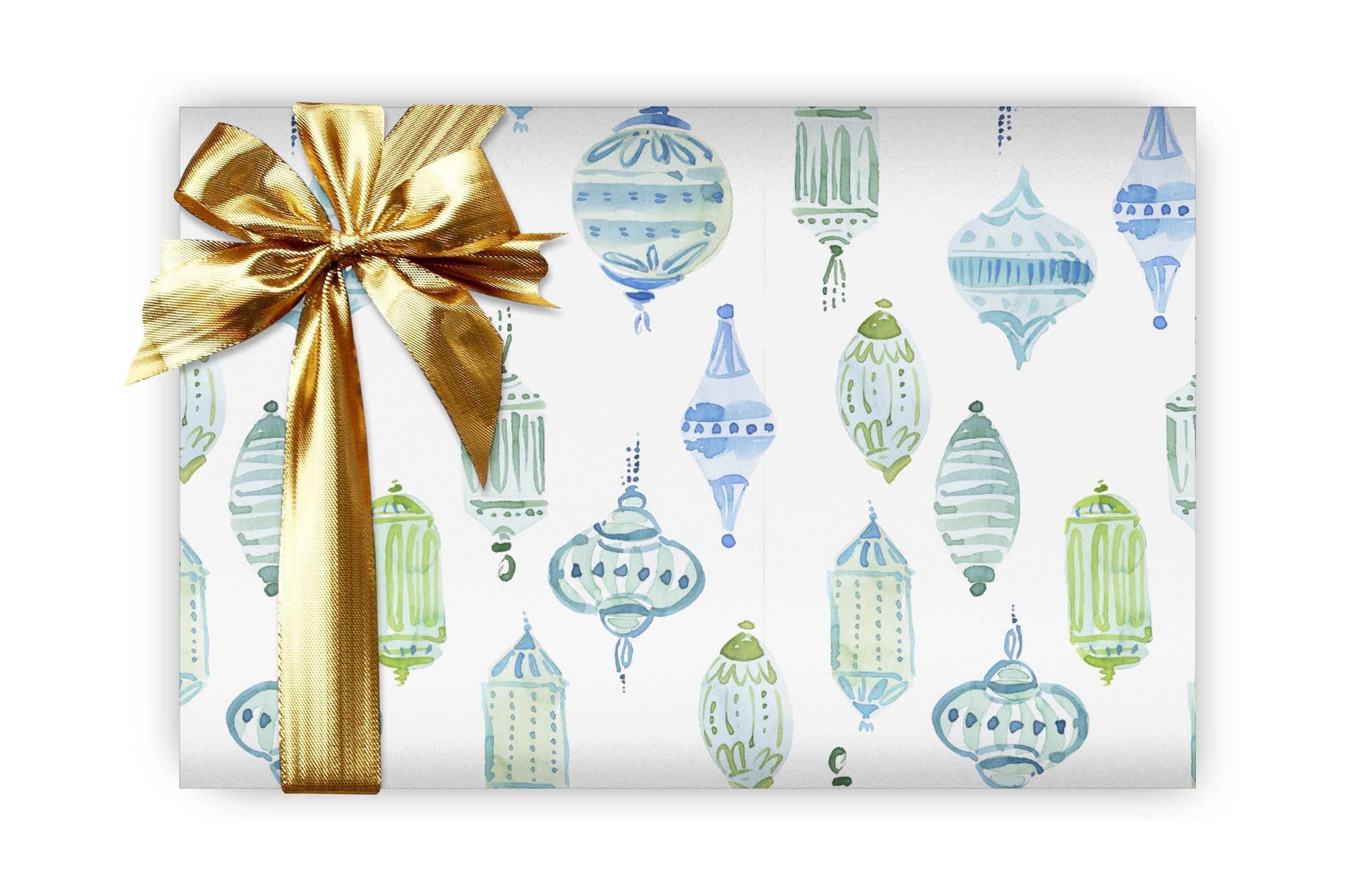 Watercolor Christmas Ornaments Wrapping Paper Alexander&#39;s 