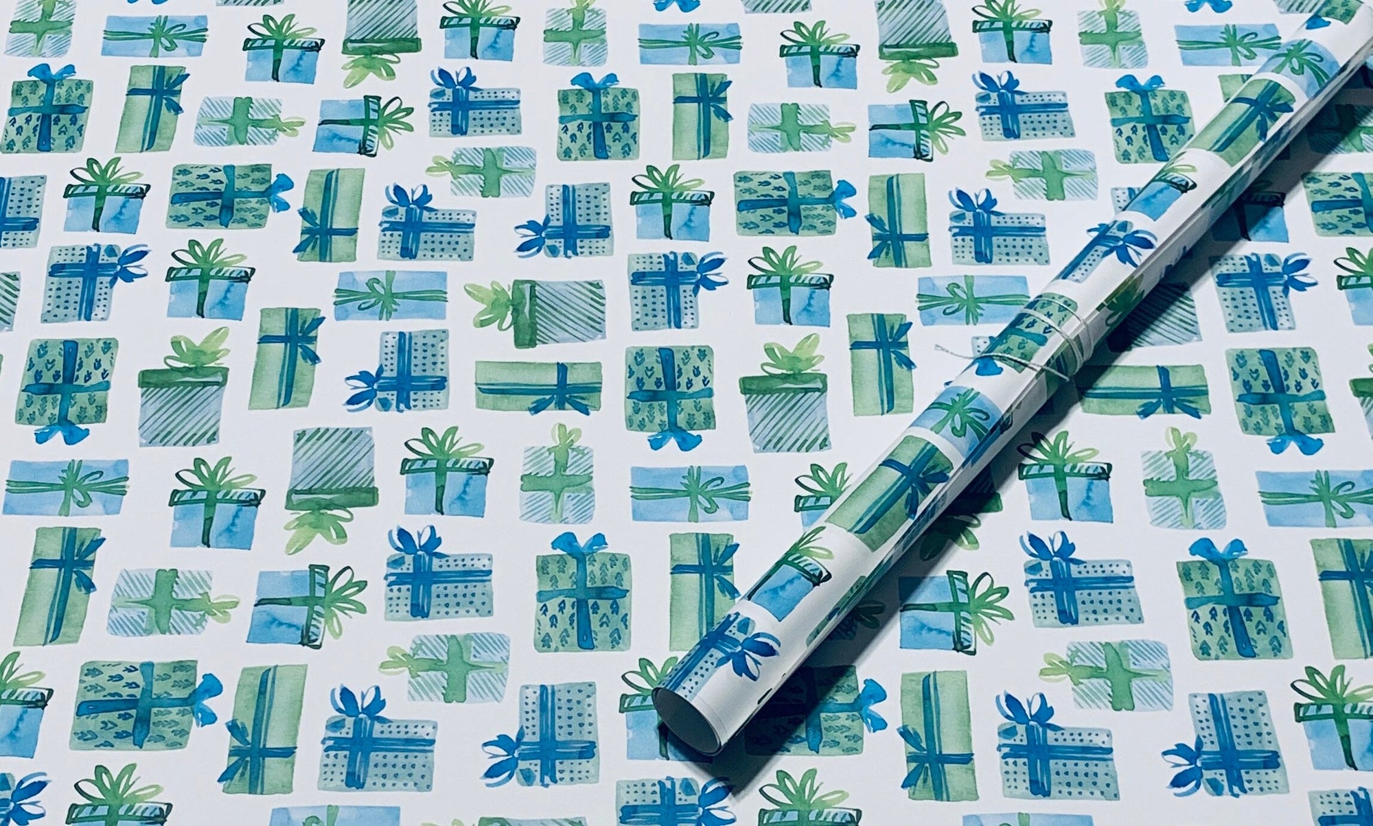 Watercolor Christmas Presents Wrapping Paper Alexander&#39;s 