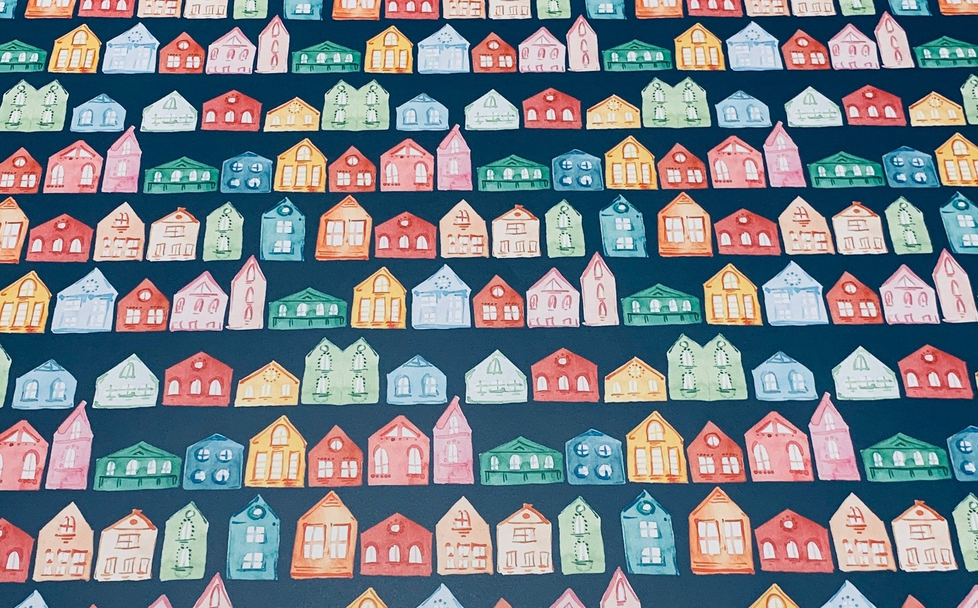 Watercolor Painted Houses Wrapping Paper Alexander&#39;s 